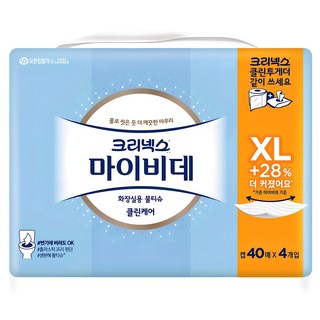 마이비데 클린케어 화장실용 물티슈 캡형 엑스라지, 123g, 40매, 4개
