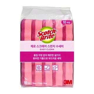 스카치브라이트 제로 스크래치 스펀지 수세미, 10개입, 1개