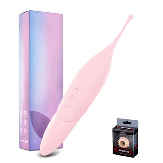 주식회사나비 릴리안 스파이로팁 바이브레이터 + 머슬링썬, 1세트, 핑크 대표 이미지 - 성인용품 추천