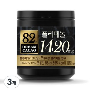 롯데웰푸드 드림카카오 다크초콜릿 82%, 86g, 3개