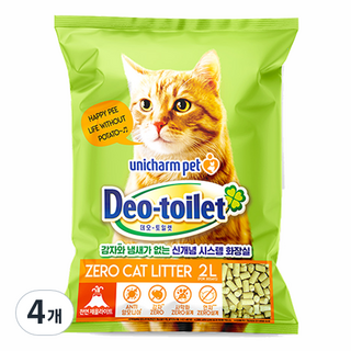 유니참데오토일렛 비응고형 감자와 사막화 제로 고양이 모래, 2L, 4개, 무향