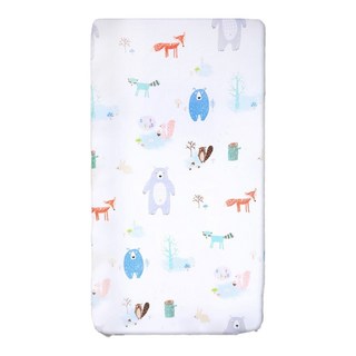 【HABABY】台灣製 一般嬰兒床專用 嬰兒床包, 熊與松鼠, 120x60、120x65、120x70床型適用, 1個, 130 x 70cm