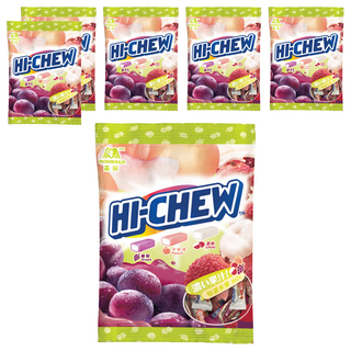 MORINAGA 森永 HI-CHEW 嗨啾 軟糖, 特選水果口味, 葡萄/水蜜桃/荔枝三種口味, 超Juicy, 90g, 6袋