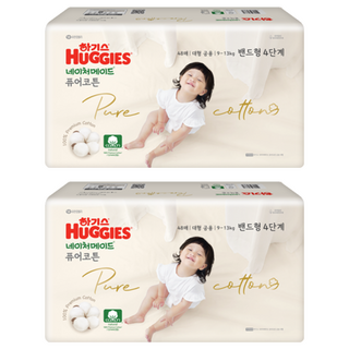 하기스 네이처메이드 퓨어코튼 순면 밴드형 기저귀 남여공용, 4단계, 96매