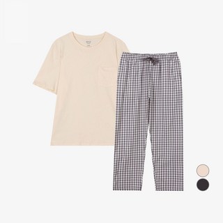 애니바디 면 반팔 라운지 포켓 잠옷 상하의 세트