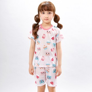 Kids Line 孩童兩件式貓咪印花5分袖睡衣褲組