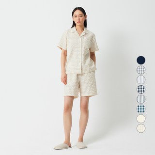 JAJU 여성용 시어서커 5부 파자마 상하의 세트