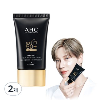 AHC 마스터즈 아쿠아 리치 선크림 SPF50+ PA++++, 50ml, 2개