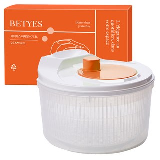베티에스 야채 탈수기 3L, 화이트 + 오렌지, 1개