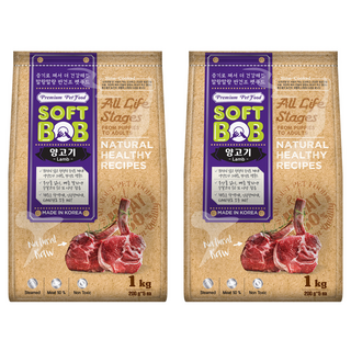 인터펫코리아 전연령 강아지 소프트밥 건식사료, 양, 1kg, 2개