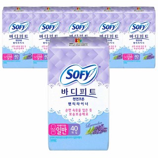 쏘피 바디피트 코튼 라벤더향 팬티라이너, 일반, 40개입, 6개