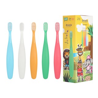 브리스틱 에르고 2단계 유아칫솔 5종 세트, SKYBLUE +  WHITE + ORANGE + GREEN + PINK, 5개입, 1개