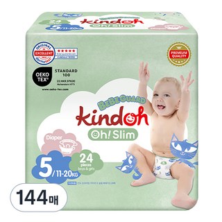 킨도 프리미엄 오슬림 베베가드 밴드형 유아용 기저귀, 5단계, 144매