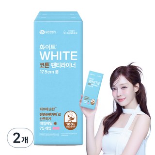 화이트 팬티라이너, 롱, 75개입, 2개