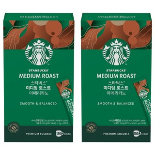 스타벅스 미디엄 로스트 아메리카노 원두커피믹스, 1.1g, 150개입, 2개