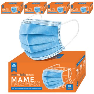 MAME 3중구조 일회용 마스크, 50개입, 5개, 블루