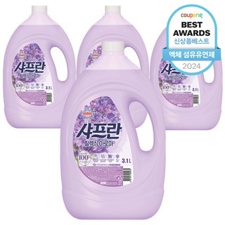샤프란 플러스 섬유유연제 릴렉싱 아로마 본품, 3.1L, 4개