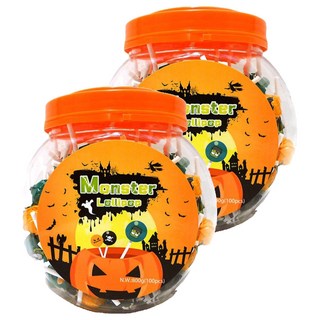 대용량 할로윈 몬스터 롤리팝 캔디 100p, 800g, 2개