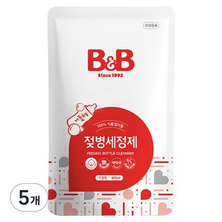 비앤비 젖병세정제 거품형 리필, 400ml, 5개