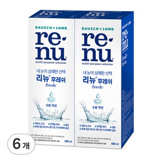 리뉴 후레쉬 렌즈 세정액, 500ml, 6개