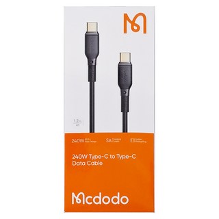 Mcdodo 麥多多 小白系列 Type-C-Type-C 240W 疾速閃充數據線 1.2m 5A電流, 黑色, 1條