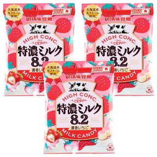 유하미카쿠토 토쿠노 밀크 딸기 캔디, 58g, 3개