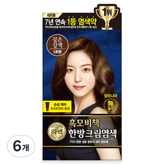 리엔 흑모비책 새치염색 크림, 짙은갈색, 6개