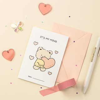 대시앤도트 부시시 베어 메시지 카드 4p 세트 보들 하트 1세트 상품 이미지
