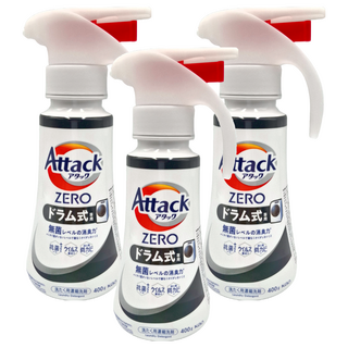Attack 一匙靈 zero洗衣精 滾筒用 按壓式, 無髒污/無異味/無殘留, 高效潔淨力, 400g, 3瓶