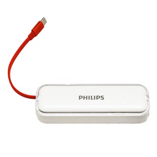 PHILIPS 飛利浦 AC自帶Type-C線行動電源 22.5W, DLP5201CW/96, 白色