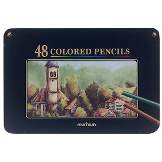 문화연필 색연필 틴케이스, 48색, 1개