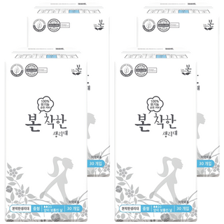 유기농본 착한 생리대 날개형, 중형, 30개입, 4개
