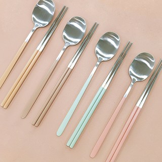 르번 수저 4인 세트, 혼합색상, 숟가락 4종 + 젓가락 4종, 1세트