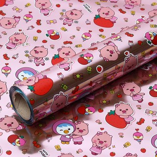 코코플러스 위드 뽀로로 증착롤 포장지 26.5cm x 12m, 핑크, 1개