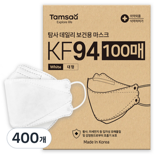 탐사 KF94 데일리 방역 보건용 마스크 대형 개별포장, 1매, 400개