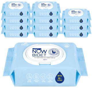 블루나 나우비데 물티슈 캡형 60g, 50매, 12개