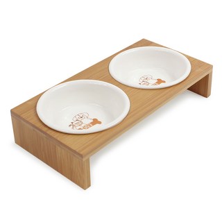 밤부디너 반려동물 원목식기세트 소 TZ24A 2구, 혼합 색상, 1세트