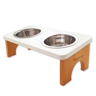 하늘정원 스위트 애견원목식기 2구 스테인레스, 화이트네츄럴, 1개