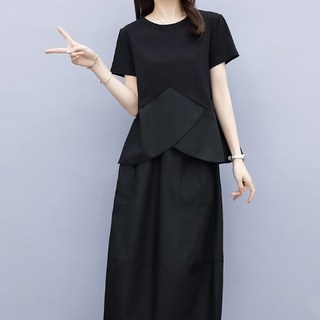 ATTERLIC 大尺碼寬鬆開衩T恤+綁帶裙 2件組
