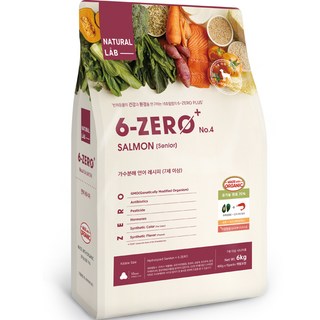 네츄럴랩 시니어 강아지 6 ZERO PLUS 4 건식사료, 연어, 6kg, 1개