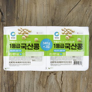 청정원 국내산 콩 두부, 340g, 2입