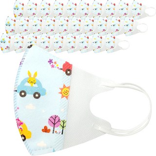 러블리앙즈 3D입체 마스크 유아용 소형 4~8세, 10개입, 3개, 자동차블루