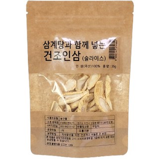 몸애조화 삼계탕과 함께 넣는 건조인삼 슬라이스, 35g, 1개
