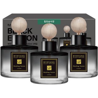바이향 블랙에디션 차량용 디퓨저 120ml 본품, 힐링숲속향, 3개
