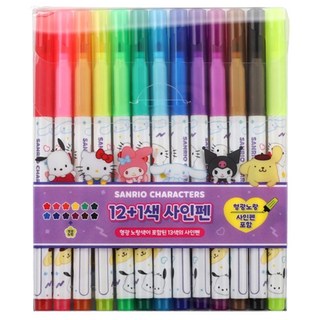 자세히 보기 산리오 13색 사인펜 세트, 혼합색상, 1세트