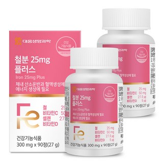 대웅생명과학 철분 25mg 플러스 27g, 90정, 2개