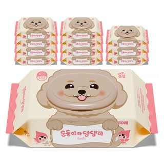 반려동물 순둥이와 댕댕이 베이직 중성 물티슈, 12개, 80개입