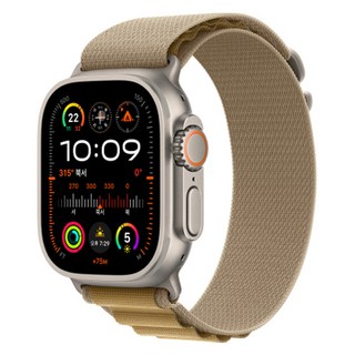 Apple 정품 2024 애플워치 Ultra 2 티타늄 알파인 루프, 내추럴 탠 알파인 루프 Large, 49mm, GPS+Cellular, 내추럴 / 탠, Large