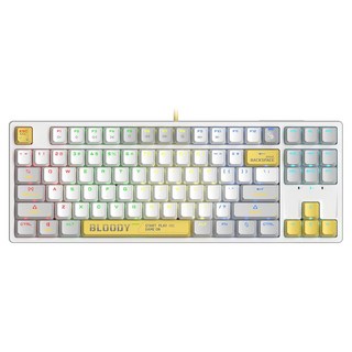 블러디 게이밍 유선 기계식 RGB 무한입력 키보드, Bloody S87 W, 화이트