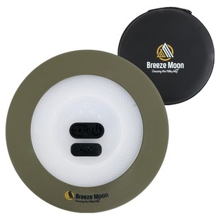 브리즈문 레인보우 3500mAh 대용량 캠핑 LED 릴 랜턴 10m + EVA 케이스 세트, 올리브 그린, 1세트
